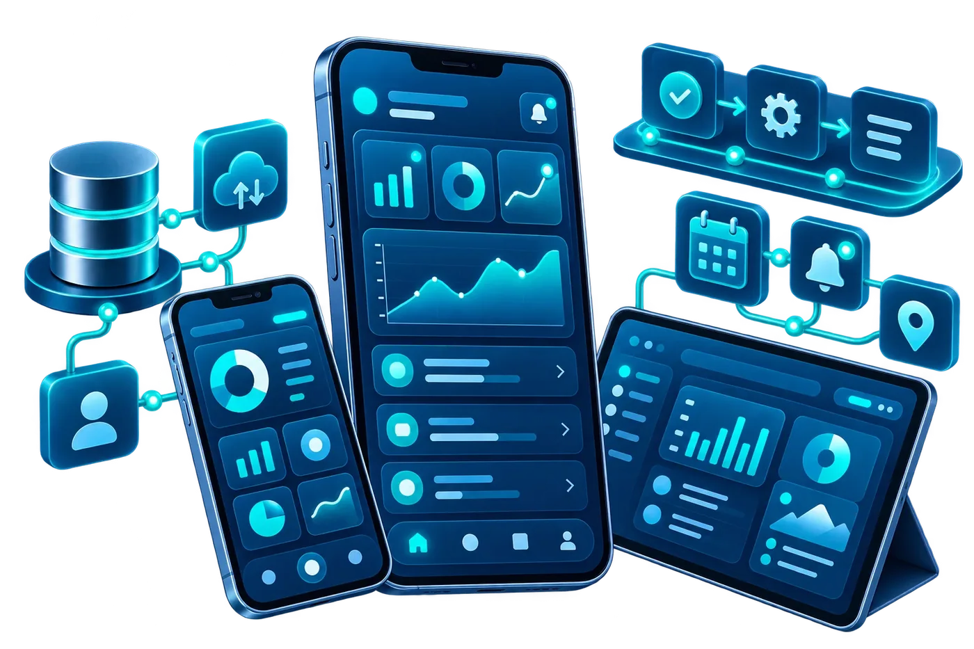 Mobile app development with connected business dashboard and database